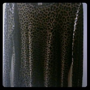 velvet cheetah print long sleeve top